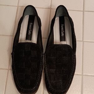 Franco Sarto Black Slip-On Loafers Minimalist Design